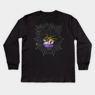 Nonbinary Heart Tree of Life Kids Long Sleeve T-Shirt